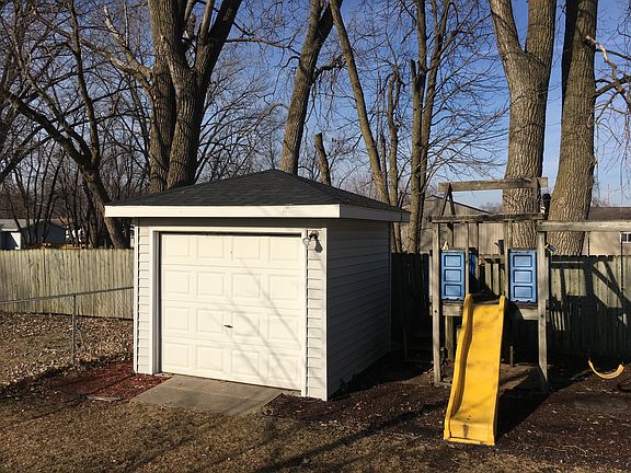 Backyard shed and play area