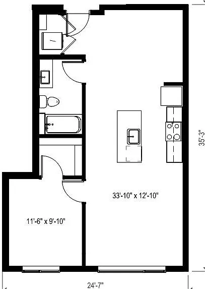 Floor plan 1 Bed/1 Bath-A20.1