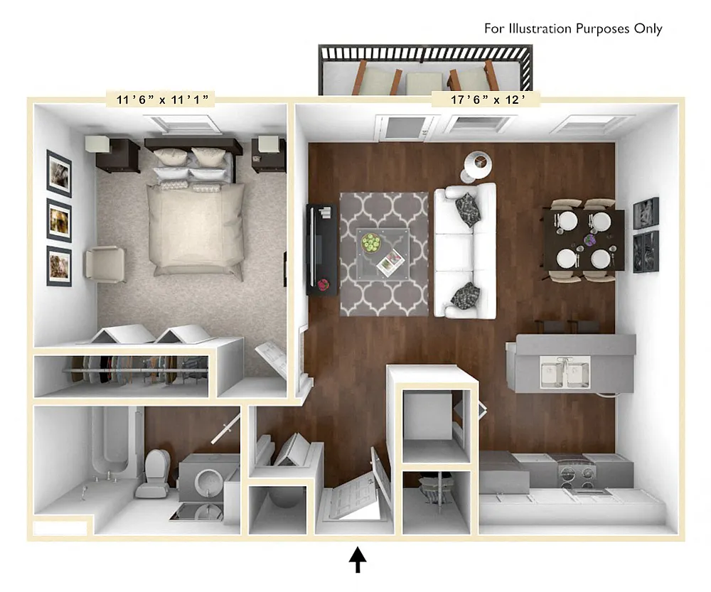 Floor plan The Park 1 BR 1 BA