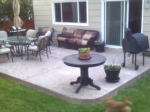 Back patio, stamped concrete
