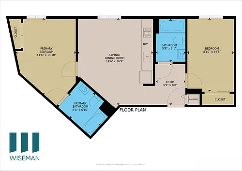 Floor plan Two-Bedroom Two-Bathroom - AC