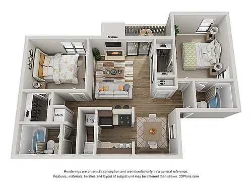 Floor plan 2 Bedroom 2 Bathroom