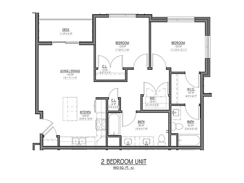 Floor plan 2 Bedroom / 2 Bath