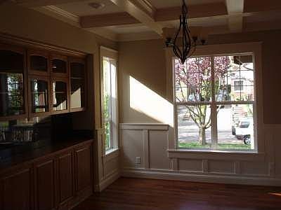 Spacious dining area with built-ins