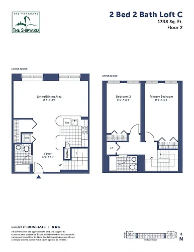 Floor plan 2 Bed 2 Bath Loft C