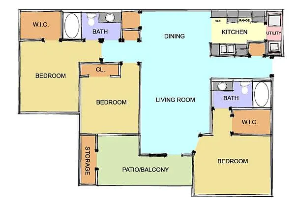 Floor plan Three Bedroom