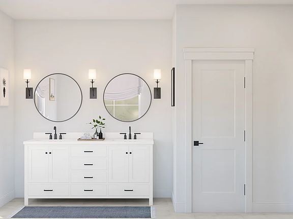 Primary bath with matte black finishes