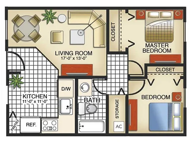 Floor plan 2 Bedroom Model