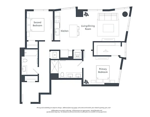 Floor plan 2 Bed - 2 Bath | b02