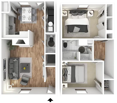 Floor plan 2 Bedroom 1 Bath