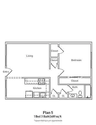 Floor plan Floor Plan 5 1BR 1BA Large