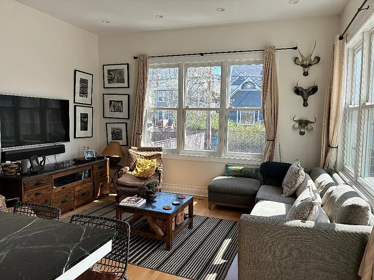 view into family room from kitchen