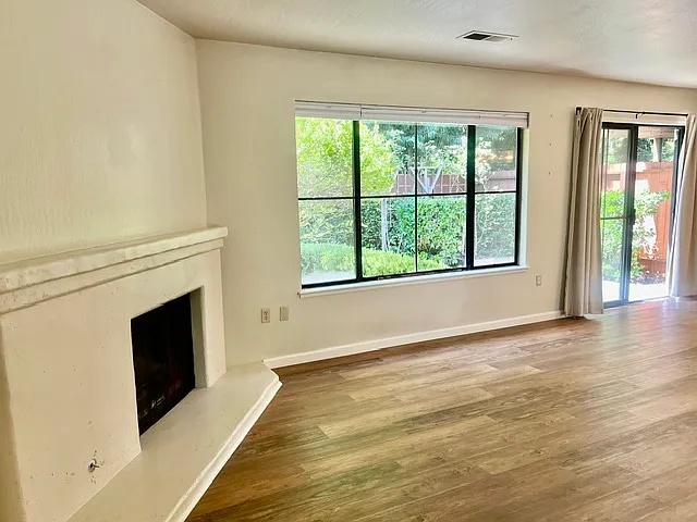 lots of windows with blinds