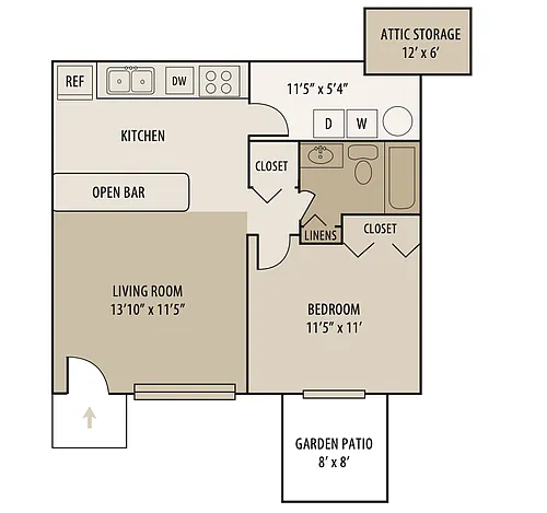 Floor plan 1 Bed/1 Ba-Apts
