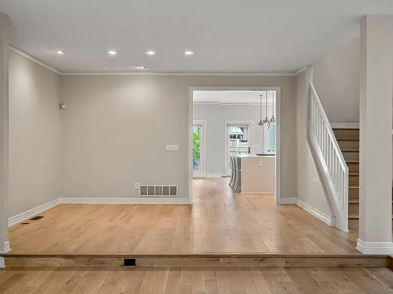 View looking in from the front door, The Living/ Dining room