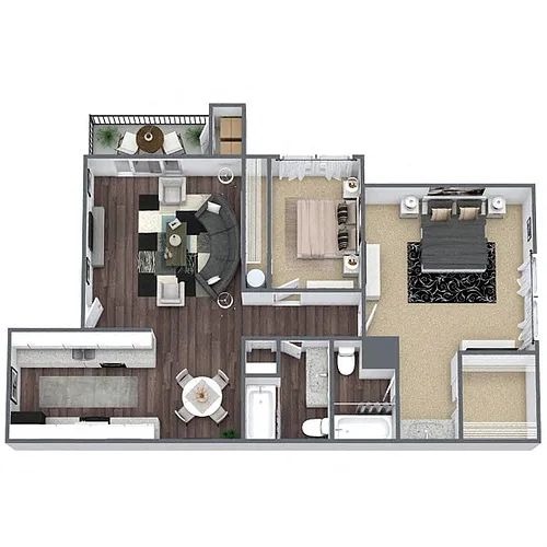 Floor plan B2: 2 Bed 2 Bath