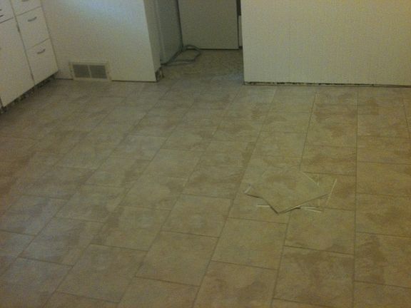 Kitchen with new floor