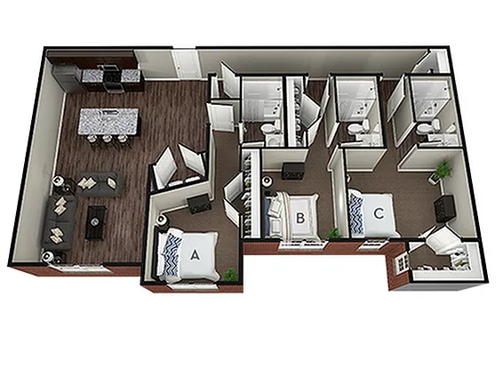 Floor plan 3BR/3BA - Brentwood