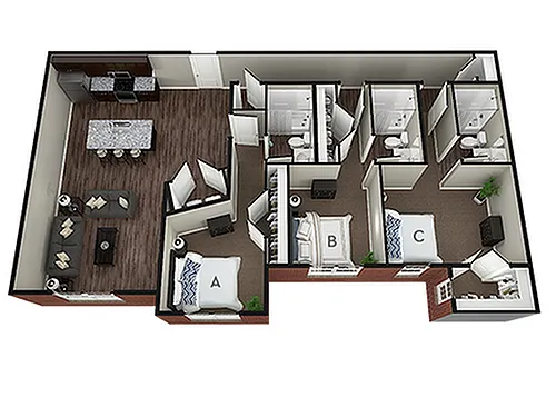 Floor plan 3BR/3BA - Brentwood
