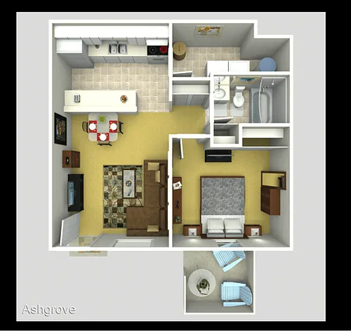 Floor plan One Bed One Bath