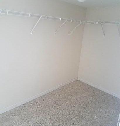 Large lighted walk in closet in bedroom