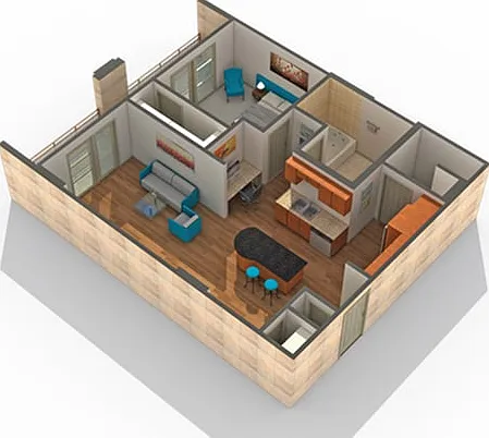 1 BR x 1 BA - E Floorplan 1 BR x 1 BA - E Floorplan
