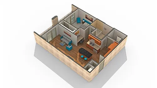 Floor plan 1 BR x 1 BA - E