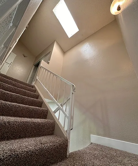Skylight on staircase provides ample natural light
