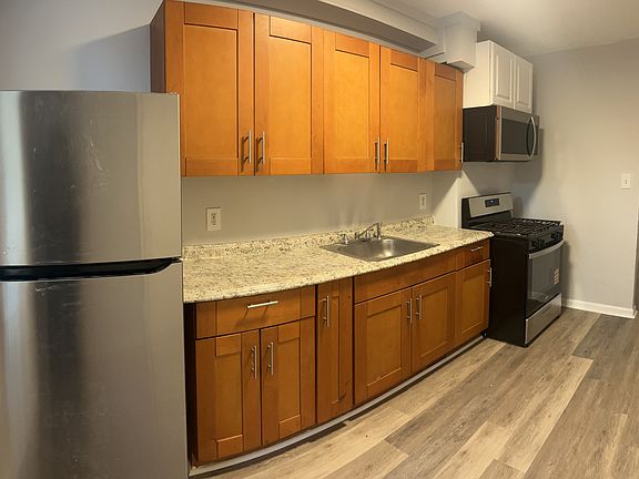 View of kitchen from back