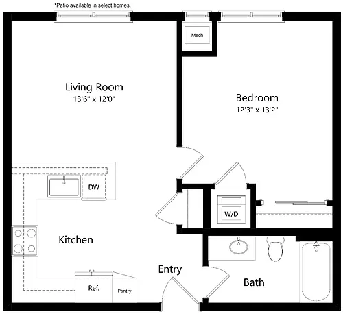 Floor plan A3 One Bedroom
