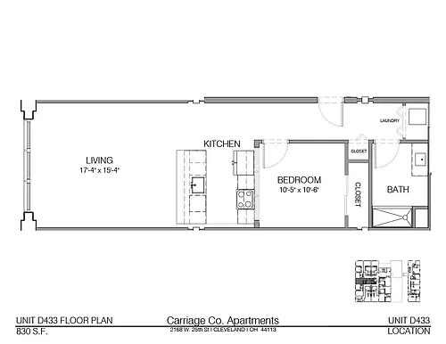Floor plan c1-830 - 1 bed, 1 bath