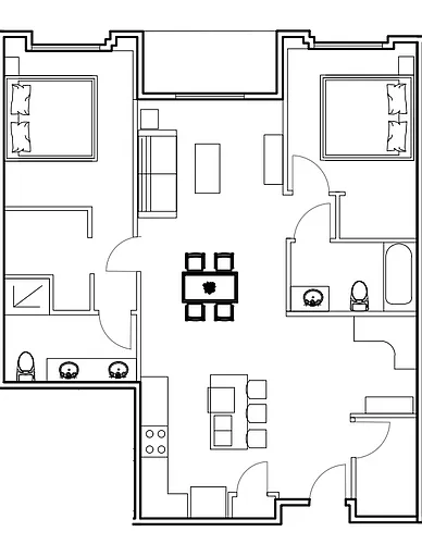 Floor plan 2bed 2bath