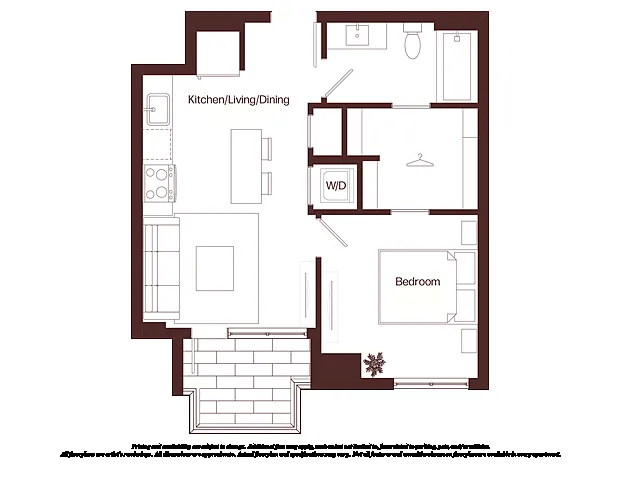 Floor plan 1 Bed - 1 Bath | aj6