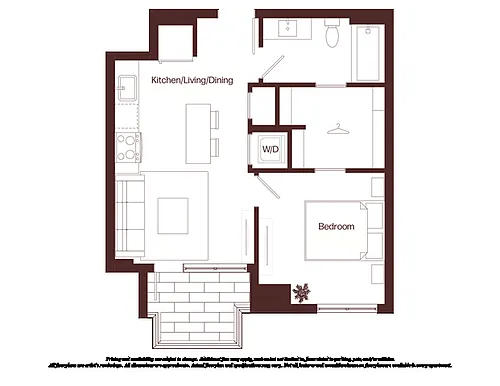 Floor plan 1 Bed - 1 Bath | aj6