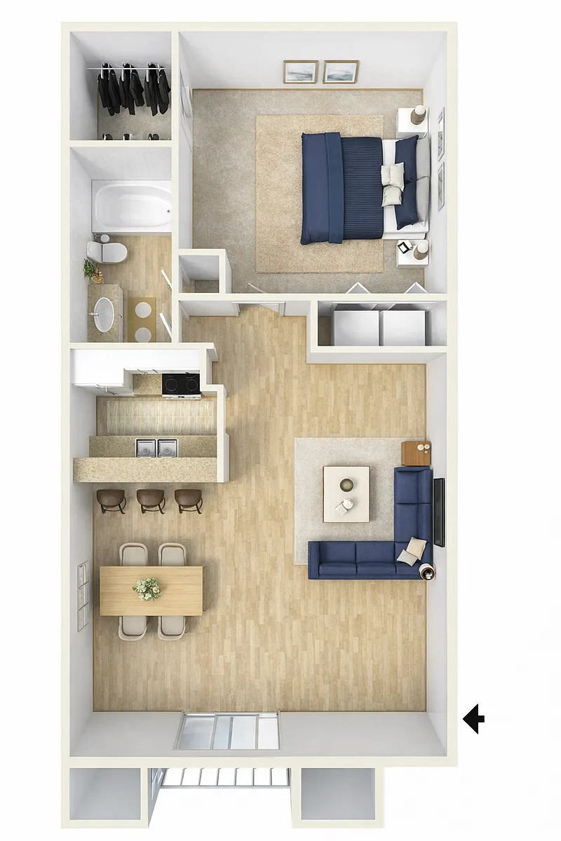 Floor plan 1 Bed 1 Bath