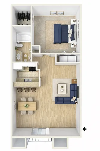 Floor plan 1 Bed 1 Bath