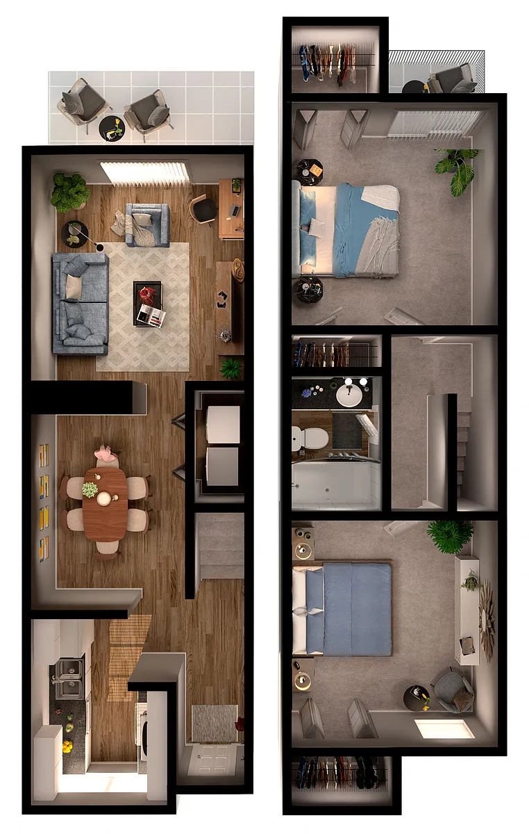 Floor plan 2 Bed 1 Bath B3