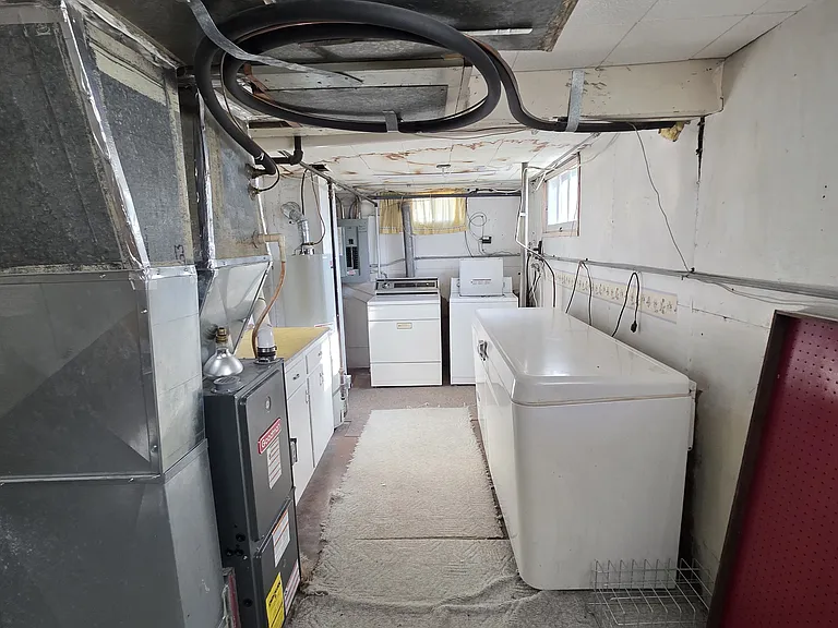 Basement laundry, storage, and freezer.