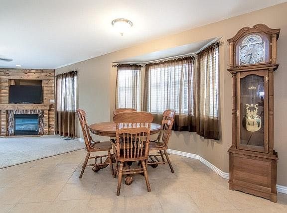 Open concept with fireplace