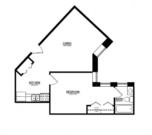 Floor plan The Argyle on Mass Ave One Bedroom C