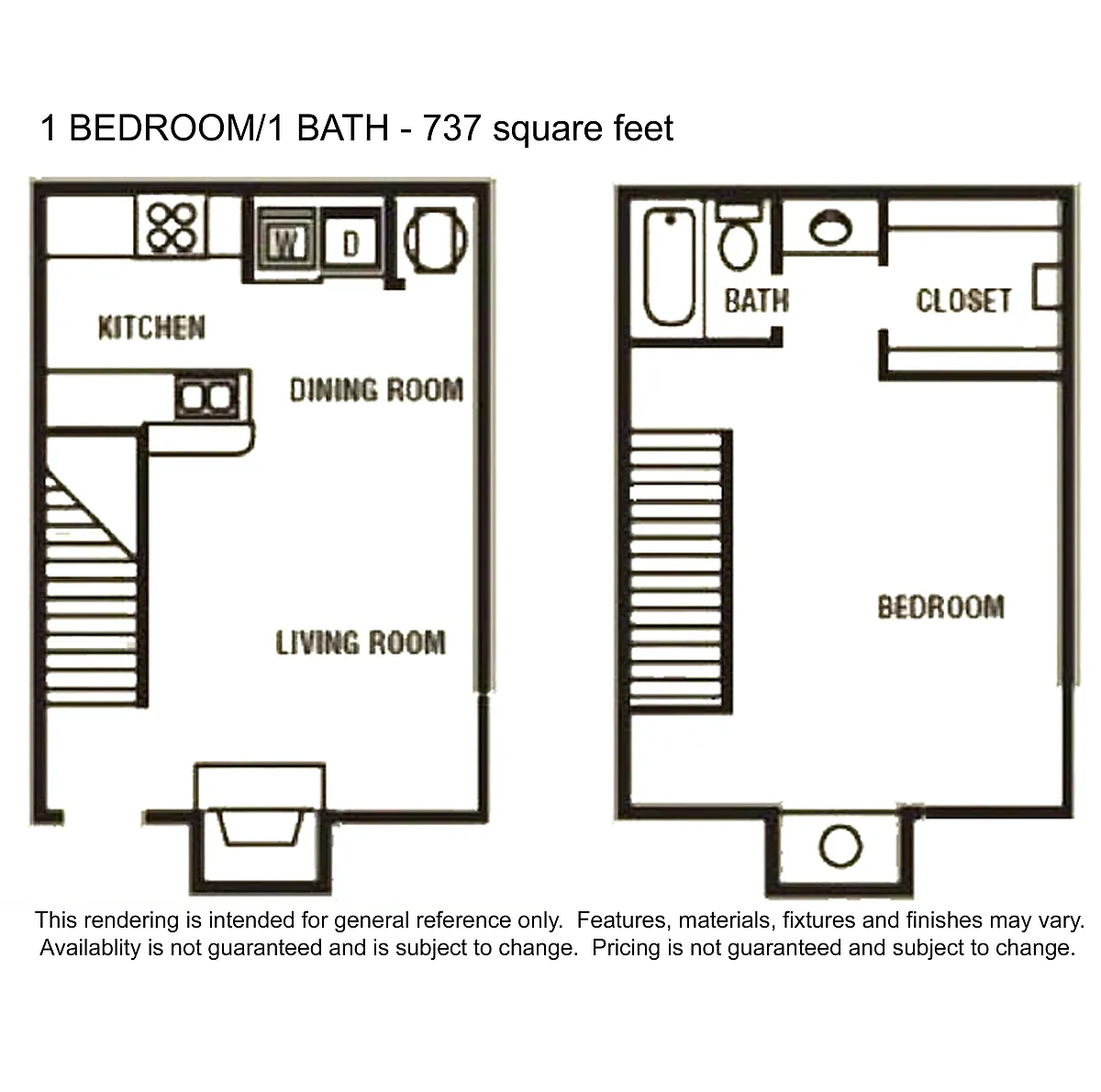 Floor plan 1x1 Townhouse