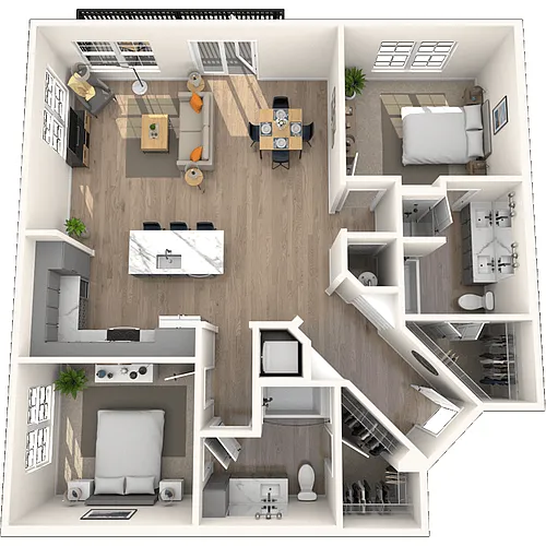 Floor plan Traditional 2x2 1240-1313 SF-FP