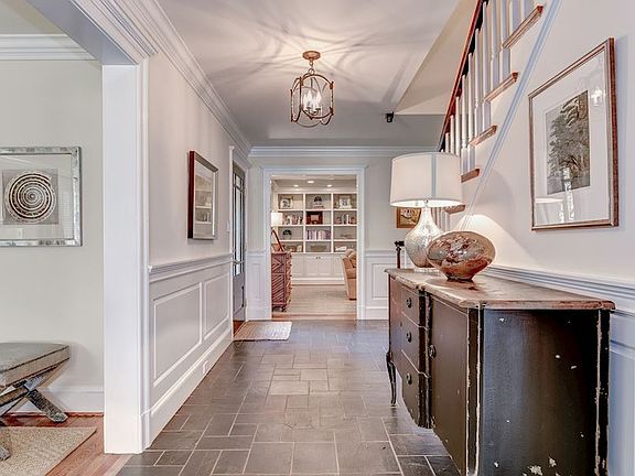 Entry Foyer w/Vermont slate, raised wood paneling