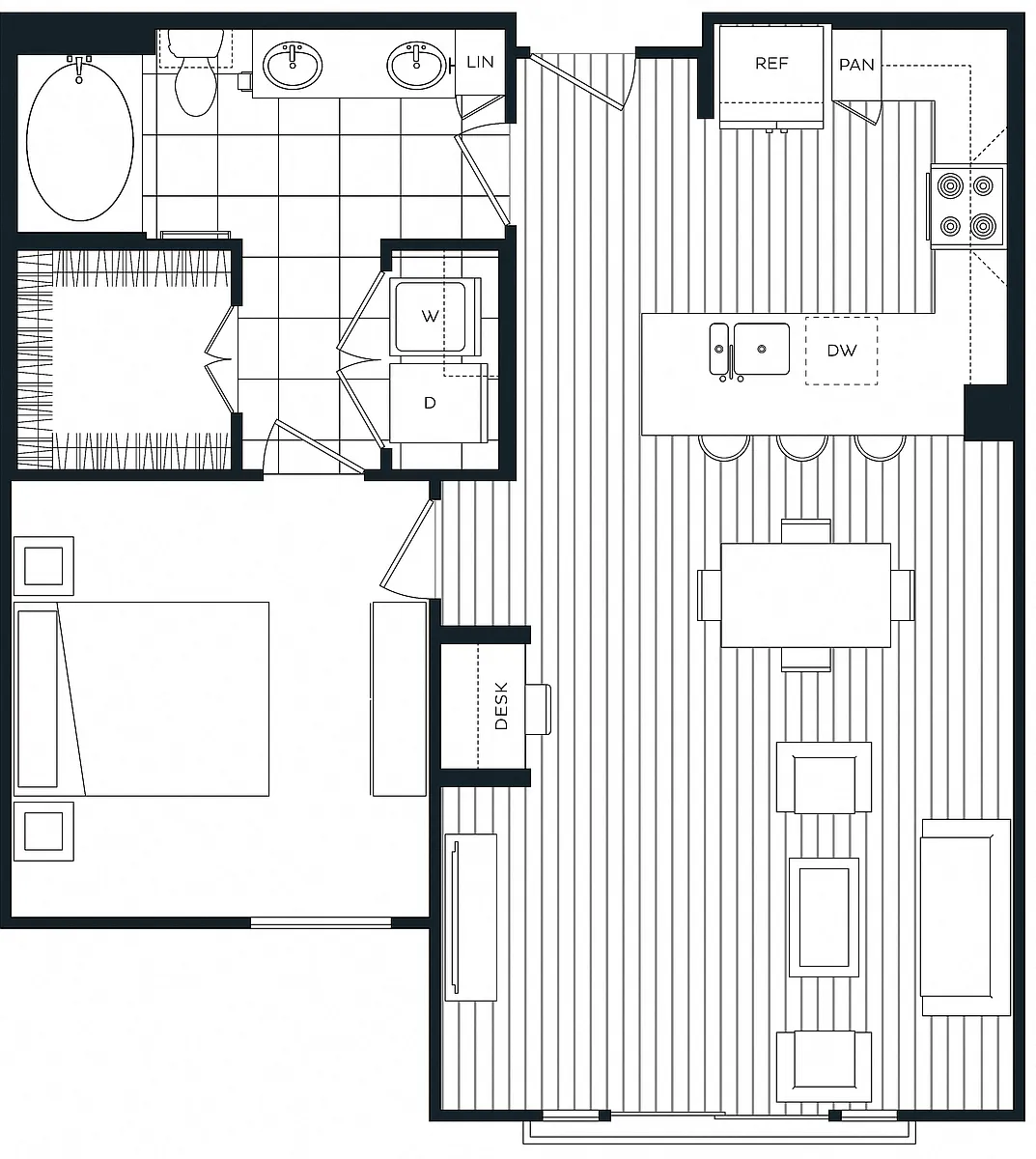 Floor plan 1 Bed/1 Bath-F
