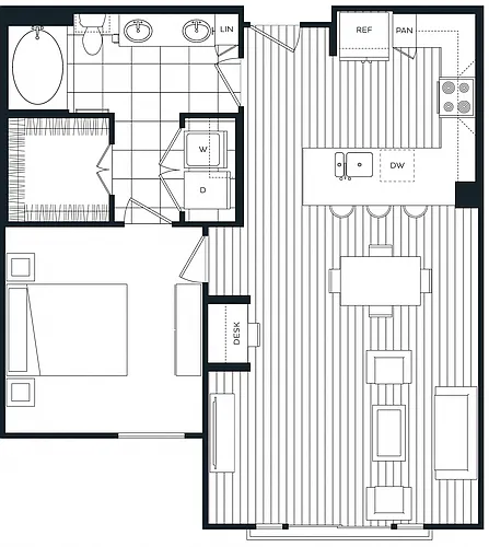 Floor plan 1 Bed/1 Bath-F
