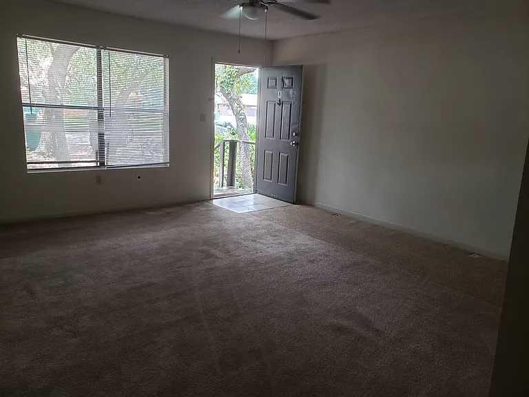 Living room looking out the front door