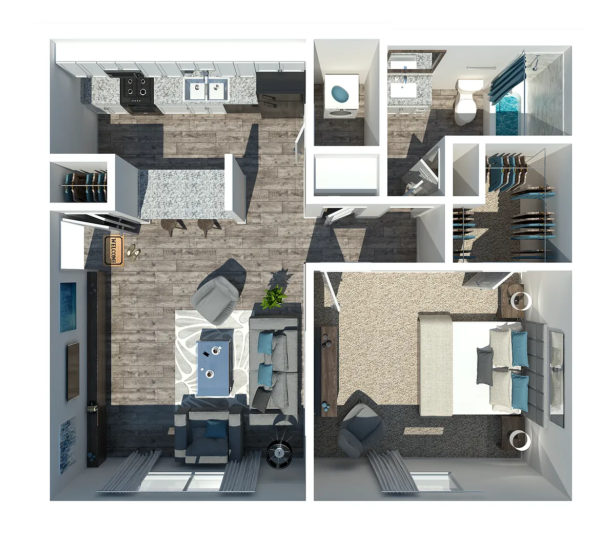 Floor plan 1 Bedroom 1 Bath