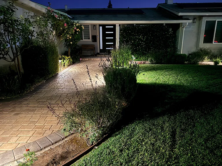 Entrance; view at night