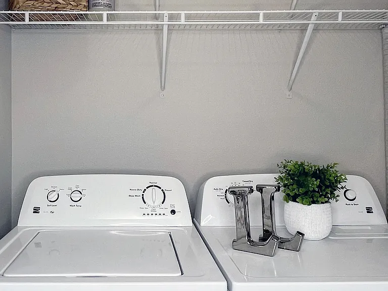 In-home laundry convenience with full-size washers and dryers.