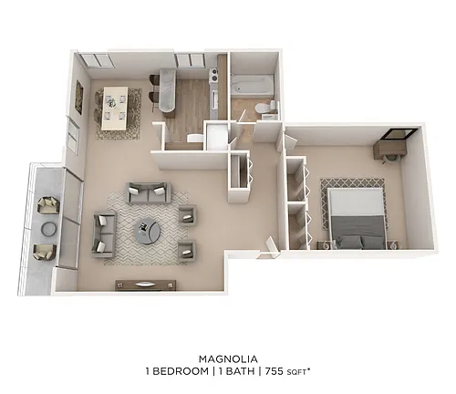Floor plan One Bedroom - 755 sqft